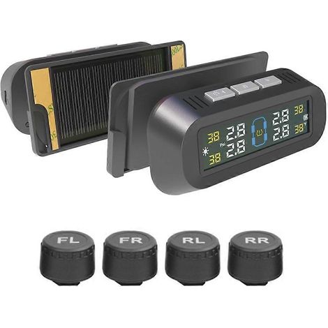 Sistema de monitoreo de presión de neumáticos T13 para automóvil con pantalla en tiempo real, carga solar/USB y 4 sensores externos. (1/5)