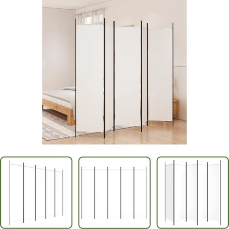 Raumteiler -  5-tlg. Paravent Weiß 250x200 cm Stoff