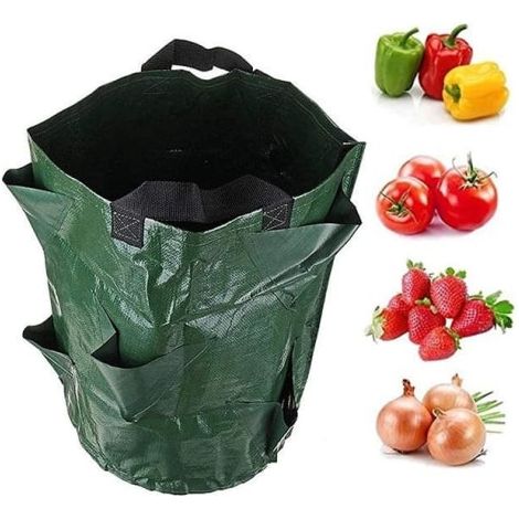 Filiyano-Lot de 2 sacs de culture, boîte de culture vert foncé, 7 gallons, 3035 cm (6 ouvertures) (1/5)