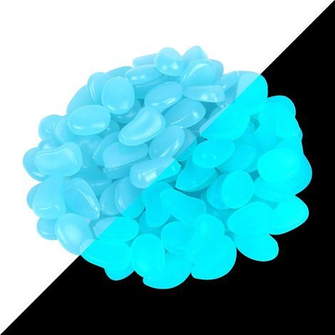 Leuchtende Kieselsteine, 200 Stück blaue, leuchtende Dekosteine, die nachts leuchten, für den Außenbereich, Garten, Aquarium, Wege, Kinderzimmer (1/5)