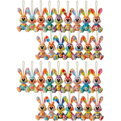 Pâques en bois lapin décorations style maison de campagne rustique bois Cutouts décorations suspendues printemps sapin de fête décorations pour la maison décoration de fête (1/5)