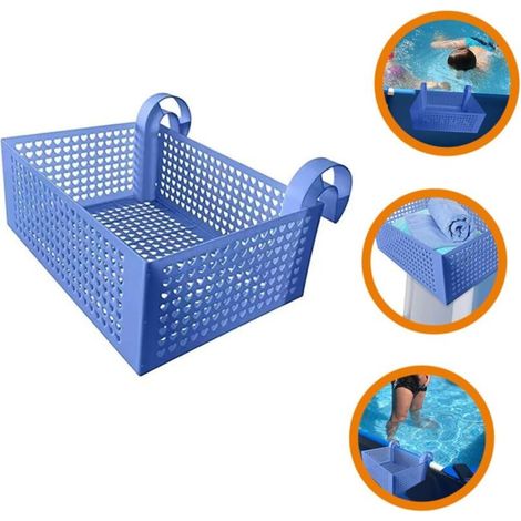 Panier de rangement pour piscine - Panier de rangement suspendu en plastique - Boîte de rangement portable pour fournitures de rangement, bleu (1/5)