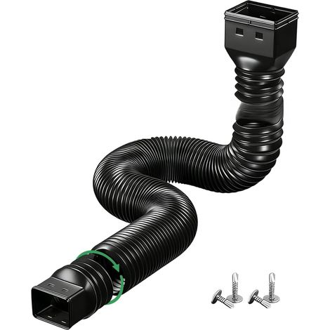 Rallonge Flexible Pour Gouttière, Tuyau de Descente Extensible Longueur Réglable de 47 à 150 cm Compatible avec les Rallonges de Gouttière de 80/100 mm (Noir) (1/5)