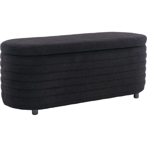 Sitzhocker mit Stauraum Moderner Sitzbank Schlafzimmer Aufbewahrungsbox Teddystoff Fußbank Sitztruhe 115.5c, Schwarz