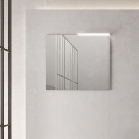 Specchio rettangolare 81 cm con lampada LED a filo muro (1/2)