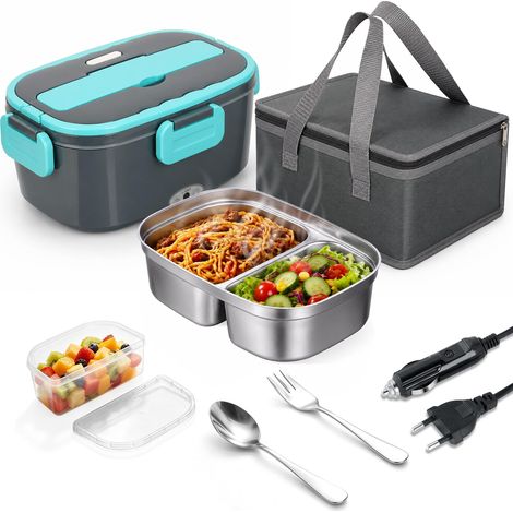 Lunch Box Chauffante Électrique 1.5L,Gamelle Chauffante 60W,Boîte A Lunch Chauffante,Boîte Repas Pour Voiture/Camion/Bureau – Avec Couverts (1/5)