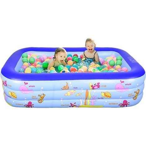 Grande Piscine Gonflable Enfants 160x125x55cm - Bassin à Jouets Bébé 3 Couches Épaisses pour Intérieur et Extérieur, Pataugeoire Familiale Robuste avec Fond Imprimé