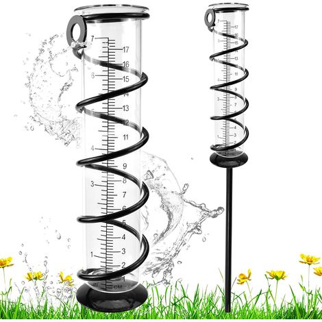 Filiyano-Pluviomètre en verre transparent de 17 cm de diamètre, avec piquet de terre, pour mesurer l'eau de pluie. Idéal pour le jardin. (1/5)