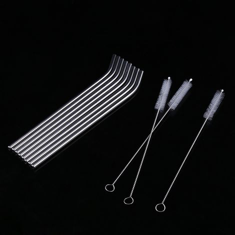 Ensemble de 8 Pailles en Acier Inoxydable Réutilisables avec 3 Brosses de Nettoyage (1/5)