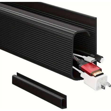 [NEVER USED] Set of 2 PVC under-desk cable organizers with hidden cable grommet, 40 cm, black, suitable for office and home.