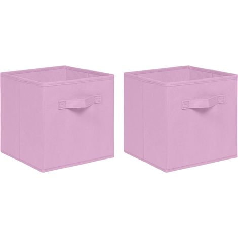 Foldable Storage Boxes,Non-Woven Fabric Storage Box Set,Storage Drawers for Cube Storage Unit,26.5x26.5x28 cm (Pink, Set of 2)