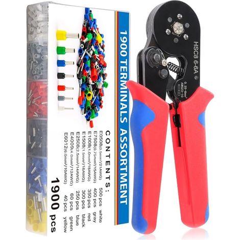Sets De Pinces À Sertisser Pour Cosses HSC8 6-6A 0,25-6mm² 23-10AWG Pour Bornes De Tube De Sertissage D’extrémité De Fil Boîte (HSC8 6-6A 1900H) (1/5)