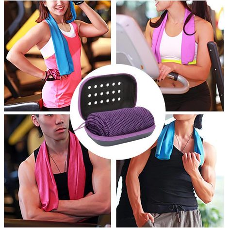 Serviette rafraîchissante douce et respirante en microfibre avec boîte pour yoga, sport, course à pied, entraînement, gym