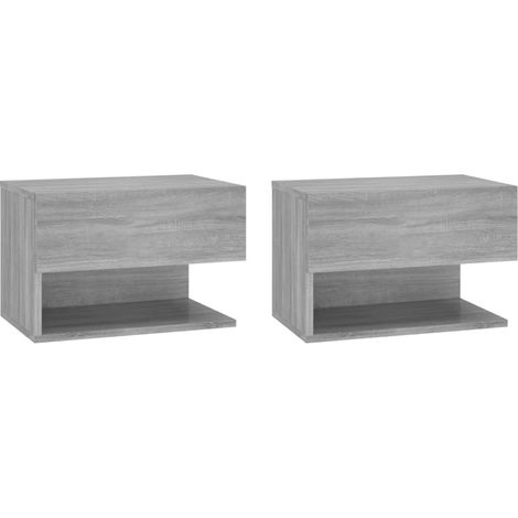 Wall-mounted Bedside Cabinets 2 pcs Grey Sonoma vidaXL