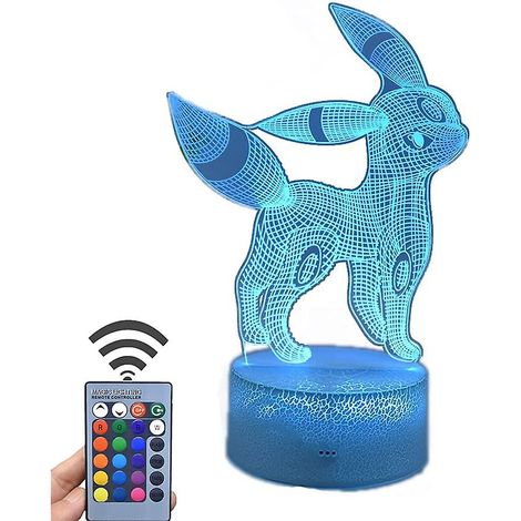 Veilleuse Umbreon à illusion 3D Veeki, lampe de table LED, décoration intérieure, commande tactile/télécommande, alimentation USB/piles, veilleuse pour chambre d'enfant, décoration de Noël (1/4)