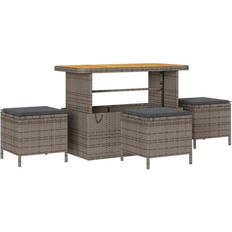 Maison Exclusive - Garten Essgruppe Grau Poly-Rattan