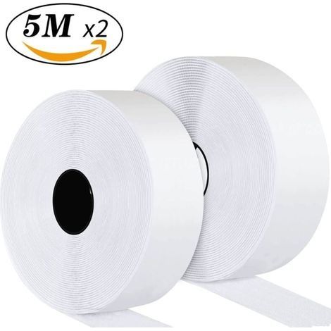 Rubans Adhésifs 5 Mètre 50 mm, Bande Agrippantes Adhésives, Bande Adhésives (50 mm x 5 m, Blanc) (1/4)