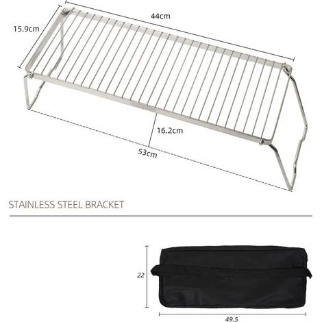 Support de barbecue pliable portable en acier inoxydable pour feu de camp, barbecue d'extérieur, réchaud à gaz et à bois avec sac de transport, réchauds de cuisine portables (1/5)