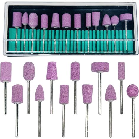 12 PCS Tige de Meulage, Tête de Meulage Montée sur Roue Abrasive Tête de Meulage de Meule Outils de Tige D'affûtage de Meule avec Tête de Pierre Abrasive (1/5)