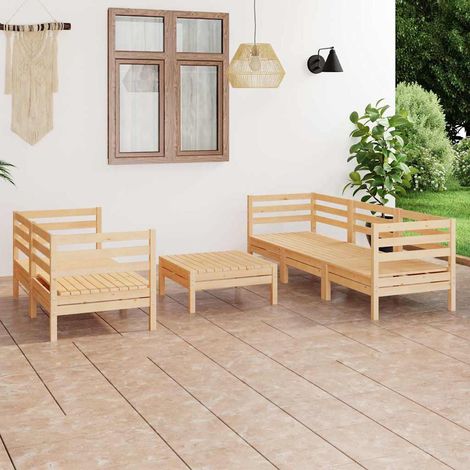 Salon de jardin 6 pcs Ensemble Table et Chaise de Jardin - Bois de pin massif BV495622 - BonneVie (1/5)