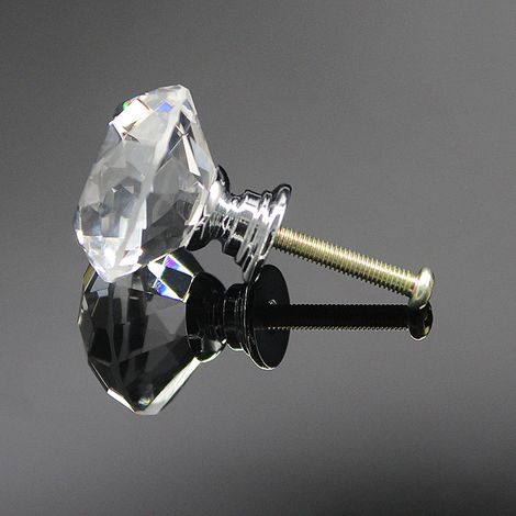 Paquete de 8 pomos de cristal para puertas, tiradores de muebles con diseño de diamante, para armarios, cajones y cocinas (30 mm)