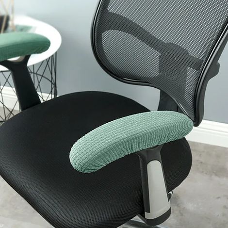 Housses d'accoudoirs de chaise de bureau en polyester extensible doux et lavable, vertes, taille unique. (1/5)