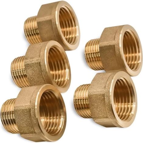 Lot de 5 adaptateurs en laiton – Réduction 3/4" mâle vers 1" femelle – Filetage NPT – Anti-corrosion – Pour plomberie, irrigation, air comprimé (1/5)