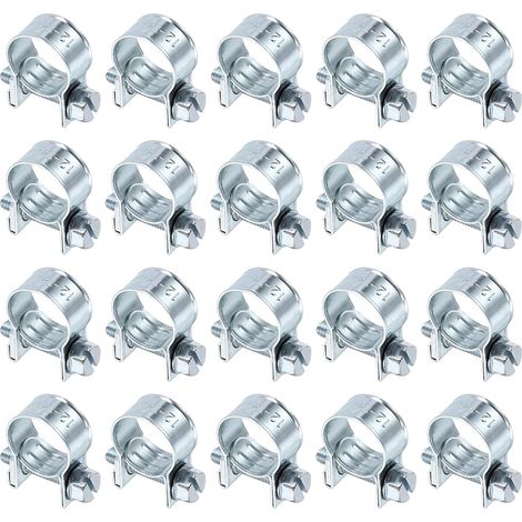 20pcs Collier De Serrage Pour Injection De Carburant 12-14mm Ajustable En Acier Zingué Mini Collier Pour Tuyau De Gaz Pour Automobile Agriculture Plomberie Diesel Essence Tuyau (1/5)