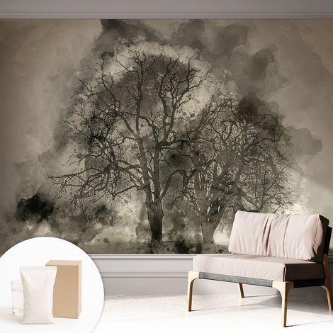 Fototapete - Tapete Vliestapete mit Kleber - Wandtapete Moderne Wandbild Schlafzimmer Wohnzimmer Geheimnisvolle Bäume 312x219 cm (1/5)