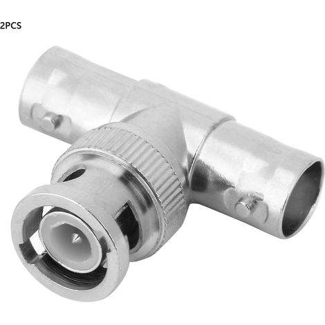 Adaptateur BNC en T 1‑2, lot de 2, mâle vers 2 femelles, répartiteur coaxial pour câble antenne, connecteur vidéo CCTV (1/5)