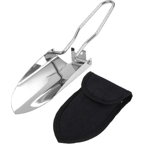 Truelle de jardin pliante, petite bêche à main, bêche de jardinage, bêche de camping pratique, mini-bêche pour la randonnée et les travaux agricoles en extérieur-Argent with Bag (1/5)