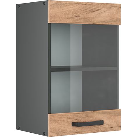Mobile da cucina in vetro R-Line, Quercia dorata, 40 cm, Vicco