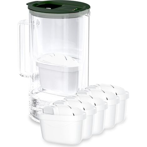 carafe filtrante en verre 2L avec compteur LED, 5 cartouche - Vert (1/5)