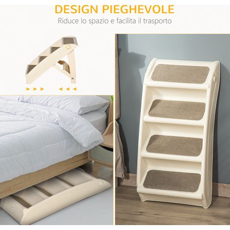 Échelle pliable pour chien avec 4 marches antidérapantes pour animaux jusqu'à 10 kg. beige (1/5)