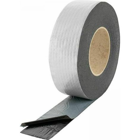 1PC Ruban d'étanchéité pour toiture (10 m x 50 mm x 1 mm), bande de solin extrêmement adhésive à froid avec revêtement en aluminium. (1/3)