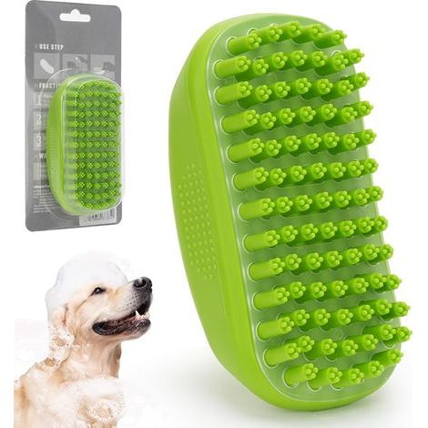 Brosse de bain avec étrille en caoutchouc pour chat et chien - Brosse pour chien - Avec effet massant - Peigne à poils flottants (1/5)