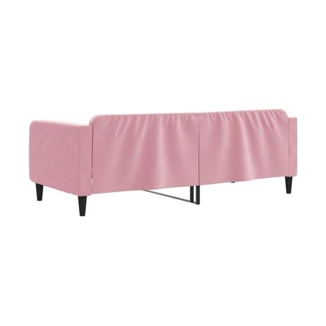 Lit de jour sans matelas, rose, 90 × 200 cm, velours, velours doux et confortable, pour chambre, confort quotidien, assemblage rapide (1/5)