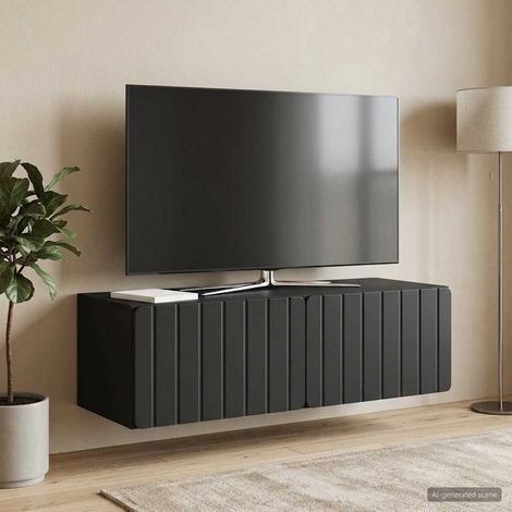 vidaXL Meuble TV mural 98 x 41 x 30 cm Noir Bois d'ingénierie (1/5)
