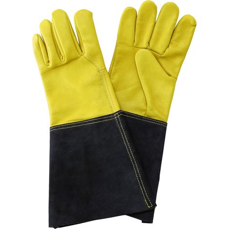Kent & Stowe Leather Gauntlet Long Sleeve Gardening Gloves Fleece Lined Medium