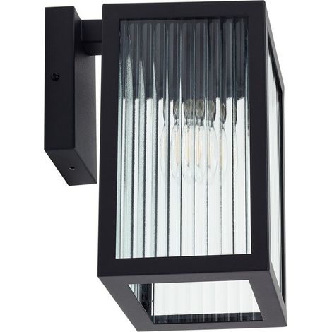 [NEUWERTIG] Lindby Außenwandleuchte Wandlampe Außenleuchte Bolgar Schwarz Metall Glas 15cm B-Ware