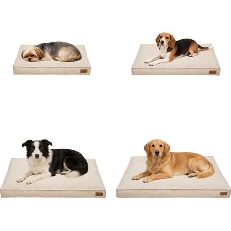Cuccia per cani, in tessuto di lino, con fodera sfoderabile, beige, taglia XL - 103x69x10cm (1/2)