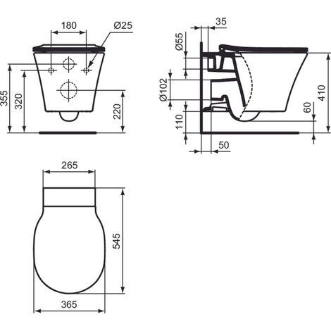 Vaso wc sospeso - connect air  ideal standard - aquablade sedile slim (1/2)