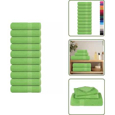 The Living Store Handtücher FROGN 10 Stk. Apfelgrün 50x100 cm 360 g/m² - Baumwolle (1/5)