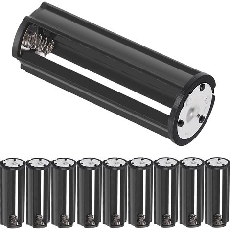 AAA-Batteriehalter für Taschenlampe, Aufbewahrungsetui für 10 Batterien, 3 x 1,5 V AAA-Batterien für Taschenlampe, zylindrisch, schwarz