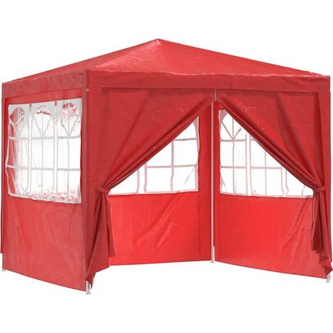 Tente de réception rouge, 250 x 250 x 240 cm, structure en PE et acier. (1/5)