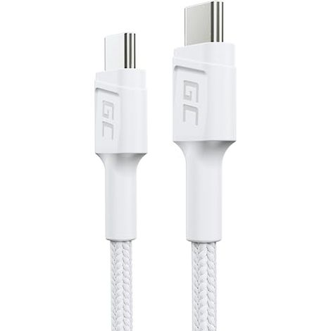 Cable USB-C a USB-C 0.3m Green Cell PowerStream, Power Delivery 60W, carga rápida Quick Charge 3.0 y transferencia de datos 480Mbps, trenzado reforzado, smartphones y tabletas (1/4)