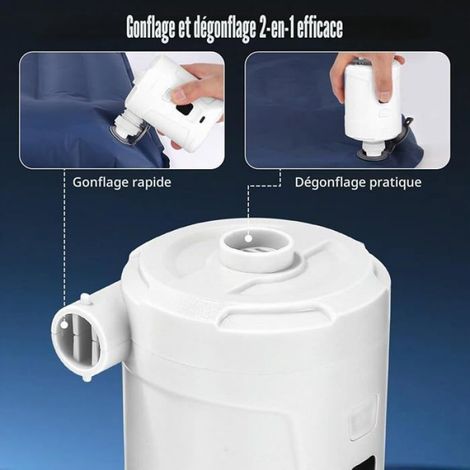 Gonfleur Électrique - Batterie Rechargeable 5200 mAh - Débit 400 L/min - 3 Embouts Air - Pour Matelas Gonflables, Coussins, Piscines et Ballons (1/5)