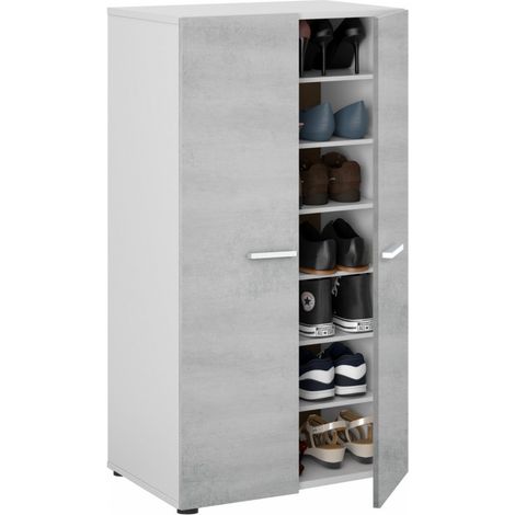 Platzsparender Schuhschrank mit sechs Einlegeböden 55 x 36 x 104 h Beton