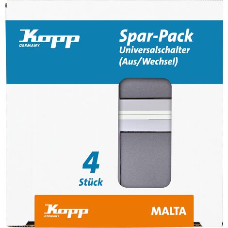 Kopp - MALTA – Profi-Pack: 4 Universalschalter (Aus-/Wechsel), Farbe: anthrazit - 622615059 (1/3)