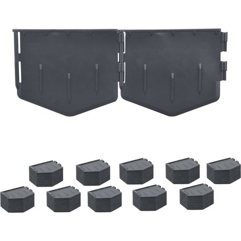 Relaxdays Rasenkante, 175er Set, HxB: 13 x 16 cm, 26,7 m, Kunststoff, flexible Beeteinfassung, Beet & Rasen, schwarz